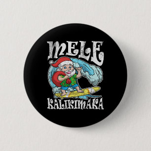 Vintag Mele Kalikimaka Santa Hawaiian Retro Chris Button