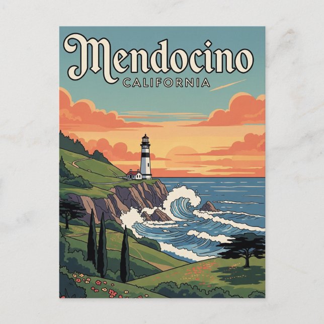 Vintag Mendocino Postkarte (Vorderseite)