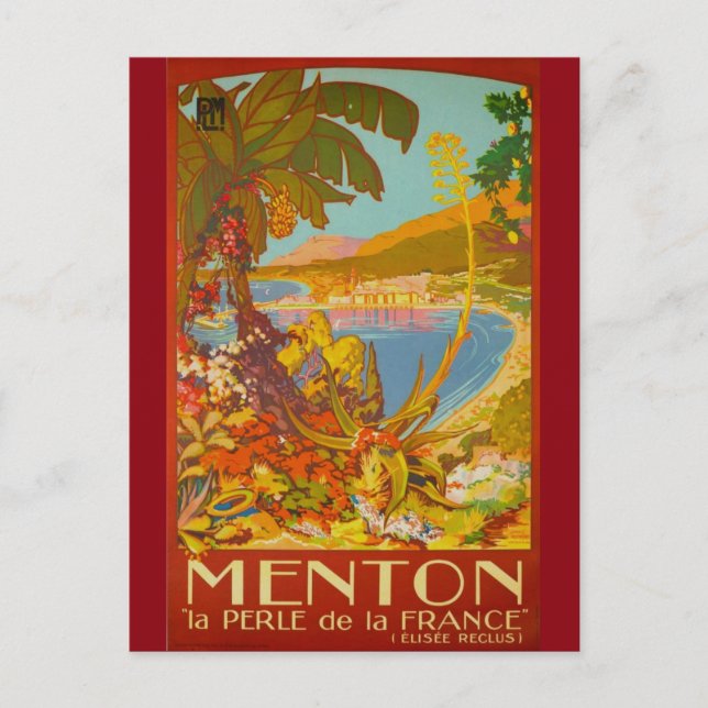 Vintag Menton CoTe D'azur Frankreich Postkarte (Vorderseite)