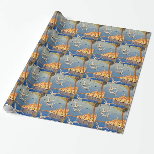 Vintag Menton CoTe D'azur Geschenkpapier (Ungerollt)