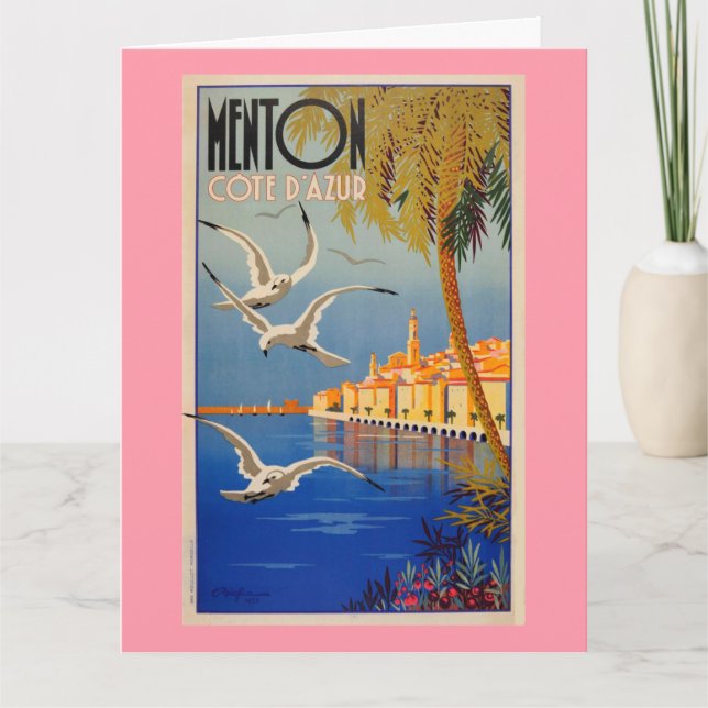 Vintag Menton CoTe D'azur Karte (Vorderseite)