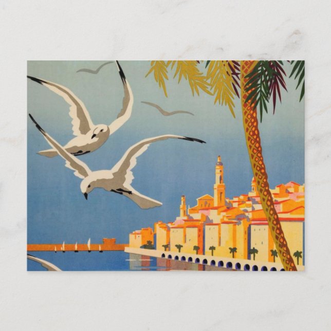 Vintag Menton CoTe D'azur Postkarte (Vorderseite)