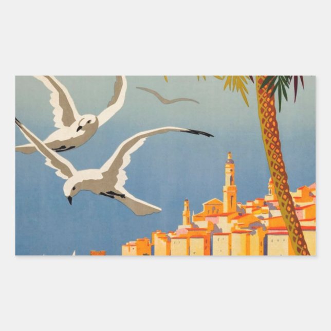 Vintag Menton CoTe D'azur Rechteckiger Aufkleber (Vorderseite)