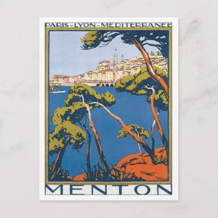 Vintag Menton Frankreich Postkarte