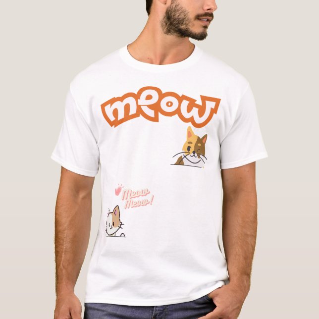 Vintag Meow Cat Lover T - Shirt (Vorderseite)