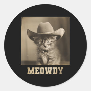 Vintag Meowdy Cat Runder Aufkleber