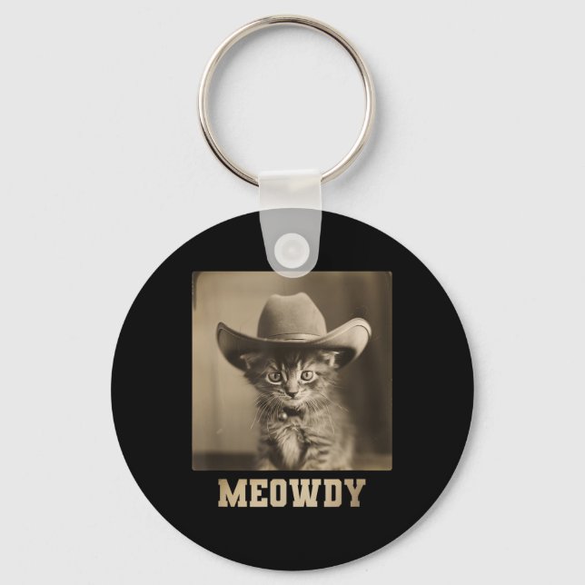 Vintag Meowdy Cat Schlüsselanhänger (Vorderseite)