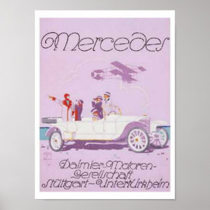 Vintag Mercedes Ad - Lila, Flugzeug Poster