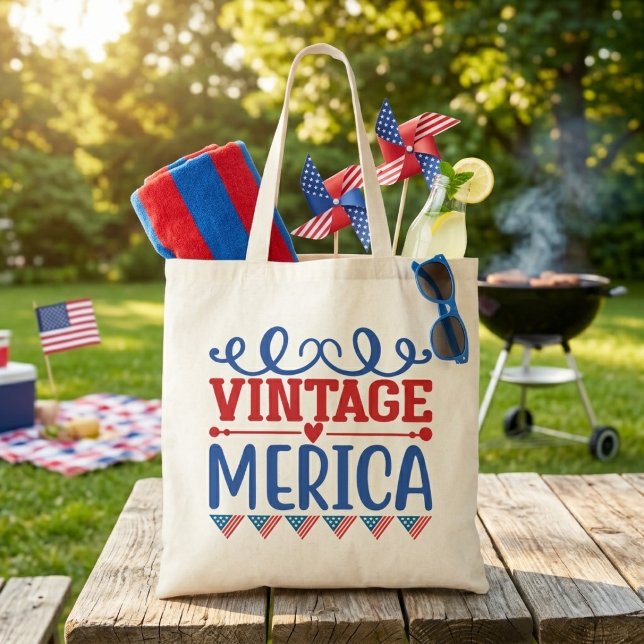 Vintag Merica Patriotic Tragetasche (Vintage Merica Patriotic Tote Bag)