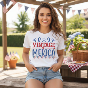 Vintag Merica Red White und Blue Patriotic T-Shirt