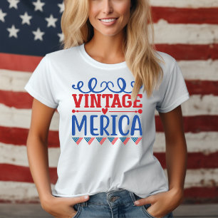 Vintag Merica Red White und Blue Patriotic T-Shirt