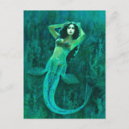 Vintag Mermaid Postard Postkarte