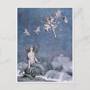 Vintag Mermaid Postkarte