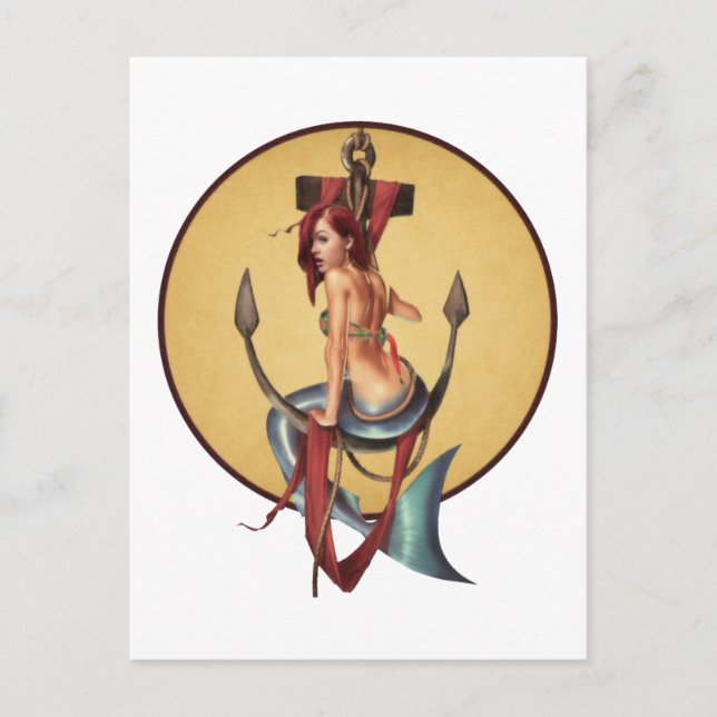 Vintag Mermaid Postkarte (Vorderseite)