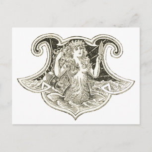 Vintag Mermaid Postkarte
