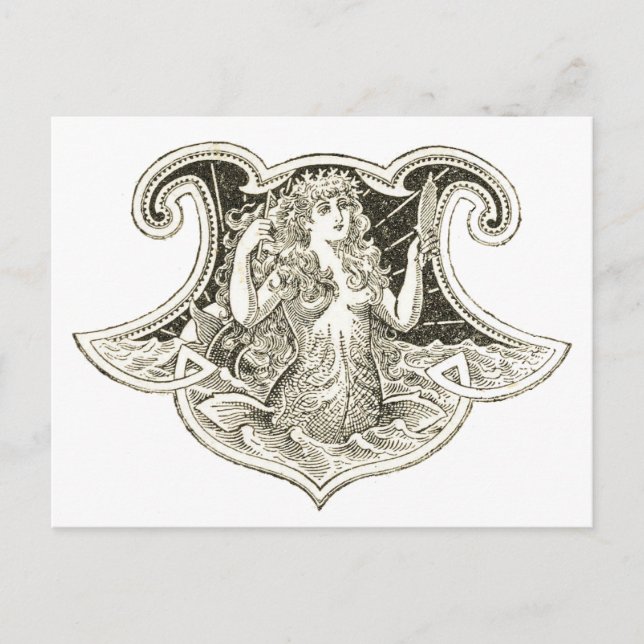 Vintag Mermaid Postkarte (Vorderseite)