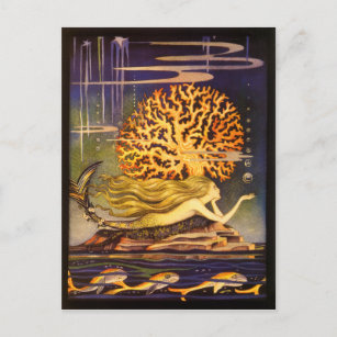 Vintag Mermaid Postkarte