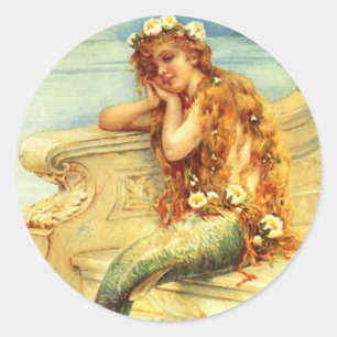 Vintag Mermaid Runder Aufkleber