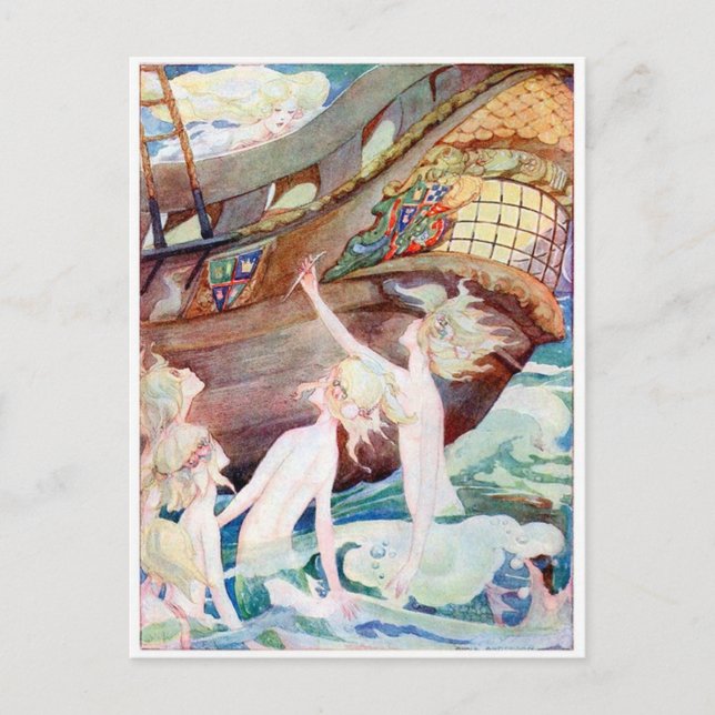 Vintag Mermaid von Anne Anderson Postkarte (Vorderseite)