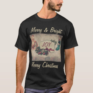 Vintag Merry & Bright Frohe Weihnachten Schwarz T-Shirt