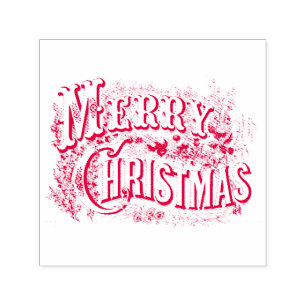 VINTAG MERRY CHRISTMAS RUBBER BRIEFMARKE PERMASTEMPEL