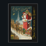 Vintag Merry Christmas Santa Sleigh Reindeer Feiertagspostkarte<br><div class="desc">Vintage frohe Weihnachten Weihnachten Weihnachten-Schlitten-Illustration. Dies ist eine so fröhliche Abbildung für eine Weihnachts-Postkarte. Ist Ihnen bewusst, dass Sie beim Versenden von Postkarten Geld gerettet haben, anstatt einen Kartenumschlag zu erhalten? Eine Karte kostet 45 Cent für Porto. Eine Postkarte kostet 32 Cent für Porto. Schicken Sie Ihren personalisierten Gruß auf...</div>