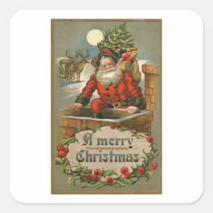 VINTAG MERRY CHRISTMAS UMSCHLAG AUFKLEBER STICKER