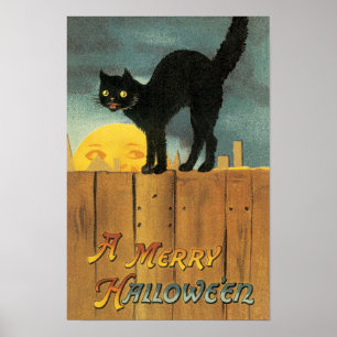 Vintag Merry Halloween Cat von Ellen Clapsaddle Poster