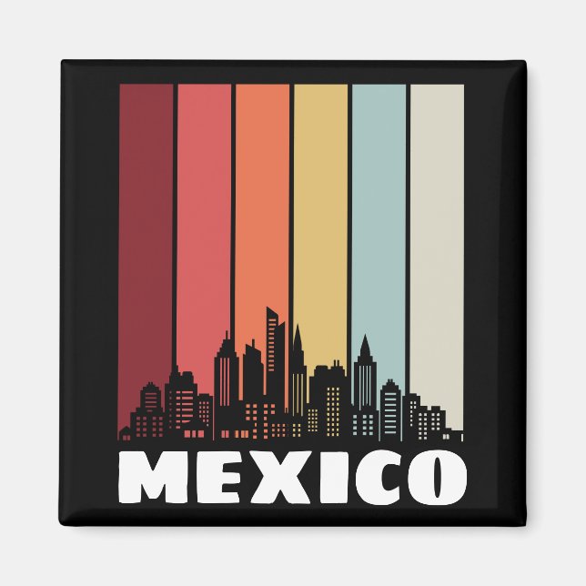 Vintag Mexico CDMX City Retro Sunset Magnet (Vorne)