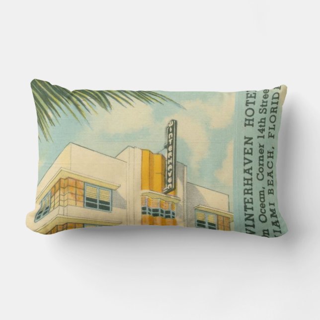Vintag Miami Art Deco Lumbar Pillow Lendenkissen (Vorderseite)