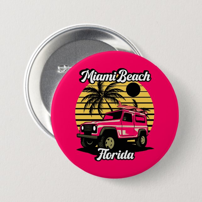 Vintag Miami Beach Florida Button (Vorne & Hinten)