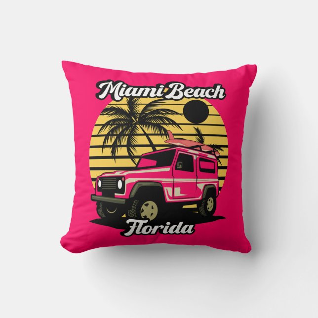Vintag Miami Beach Florida Kissen (Vorderseite)