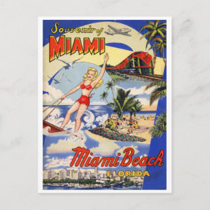 Vintag Miami Beach Florida Postkarte