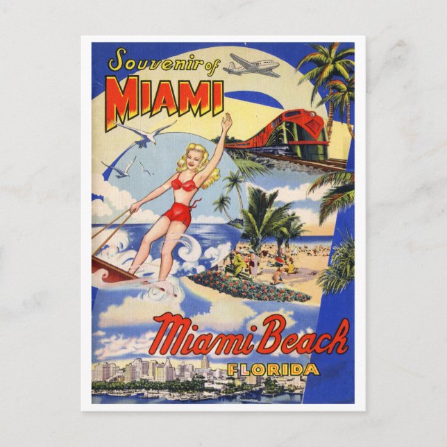 Vintag Miami Beach Florida Postkarte (Vorderseite)