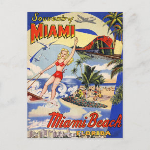 Vintag Miami Beach Florida Postkarte