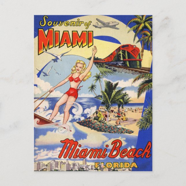 Vintag Miami Beach Florida Postkarte (Vorderseite)