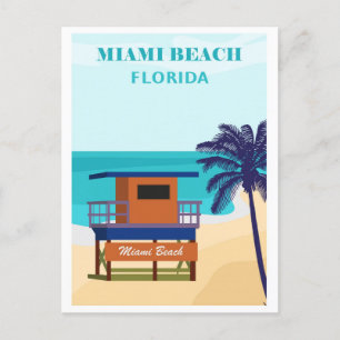 Vintag Miami Beach Florida Postkarte