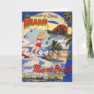 Vintag Miami Beach Florida Reisekarte Karte