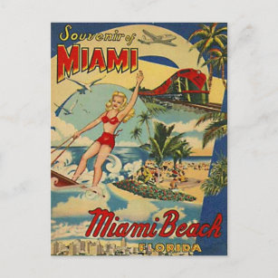 Vintag Miami Beach, Florida, USA - Postkarte