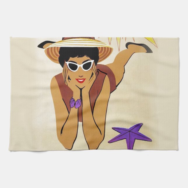 Vintag Miami Beach Küchentuch (Horizontal)