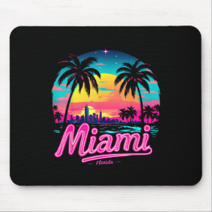 Vintag Miami Beach - Retro 305 Florida Sunset Gra Mousepad