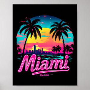 Vintag Miami Beach - Retro 305 Florida Sunset Gra Poster