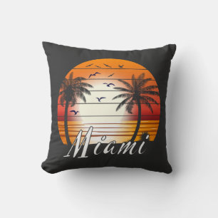 Vintag Miami Florida Palm Trees Summer Beach Kissen