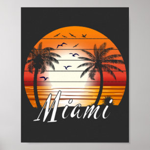 Vintag Miami Florida Palm Trees Summer Beach Poster