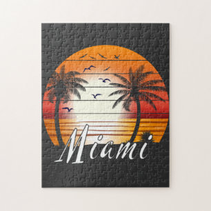 Vintag Miami Florida Palm Trees Summer Beach Puzzle