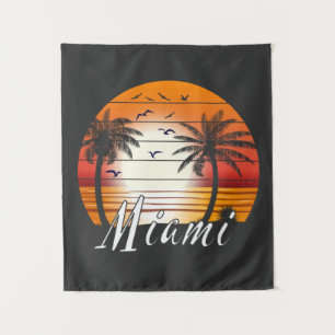 Vintag Miami Florida Palm Trees Summer Beach Wandteppich