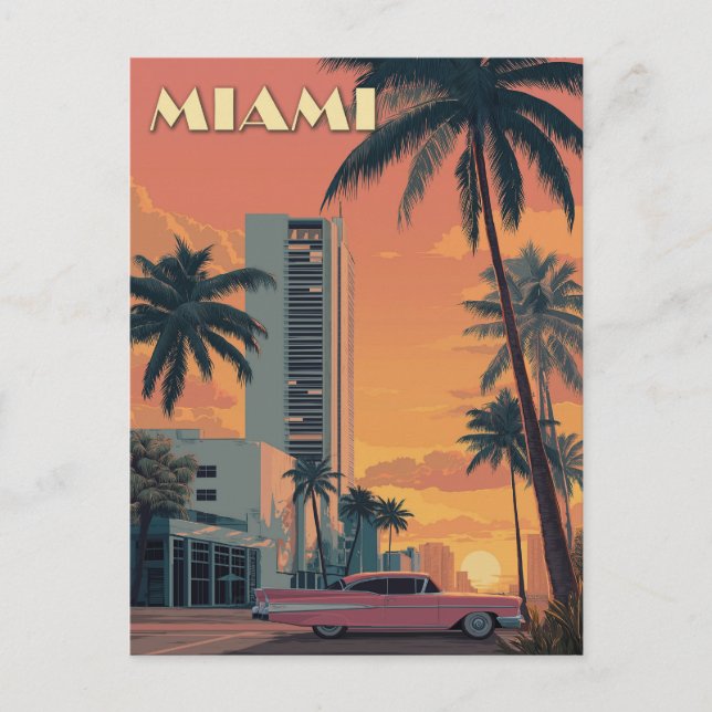 Vintag Miami Florida Travel Postkarte (Vorderseite)