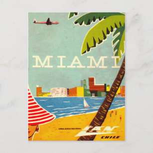 Vintag Miami Travel Postcard Postkarte