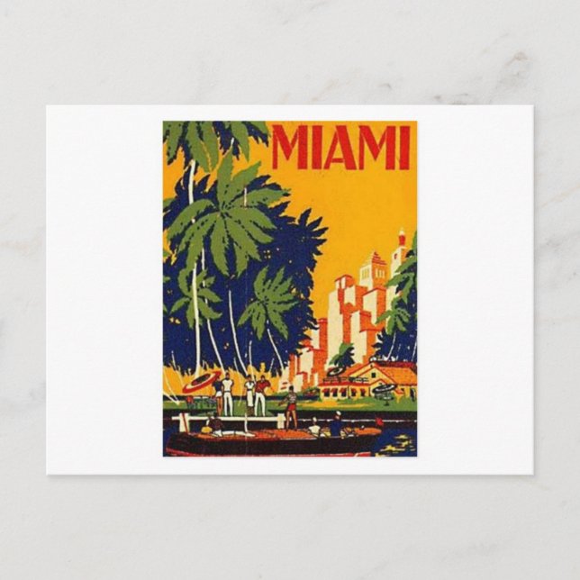 Vintag Miami Travel Poster Postkarte (Vorderseite)