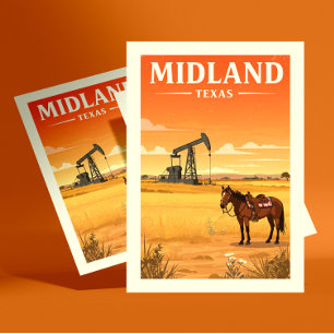 Vintag Midland Texas Postkarte